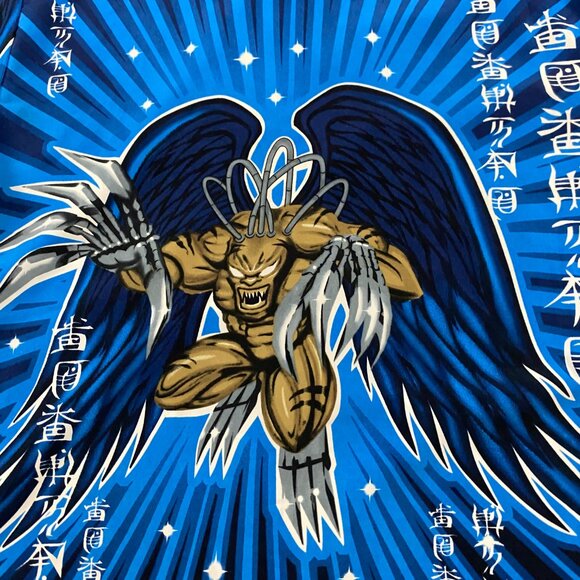 Vintage 90s Y2K Gargoyle Anime All Over Print Shirt Mens Large Button Up Monster - Picture 3 of 9